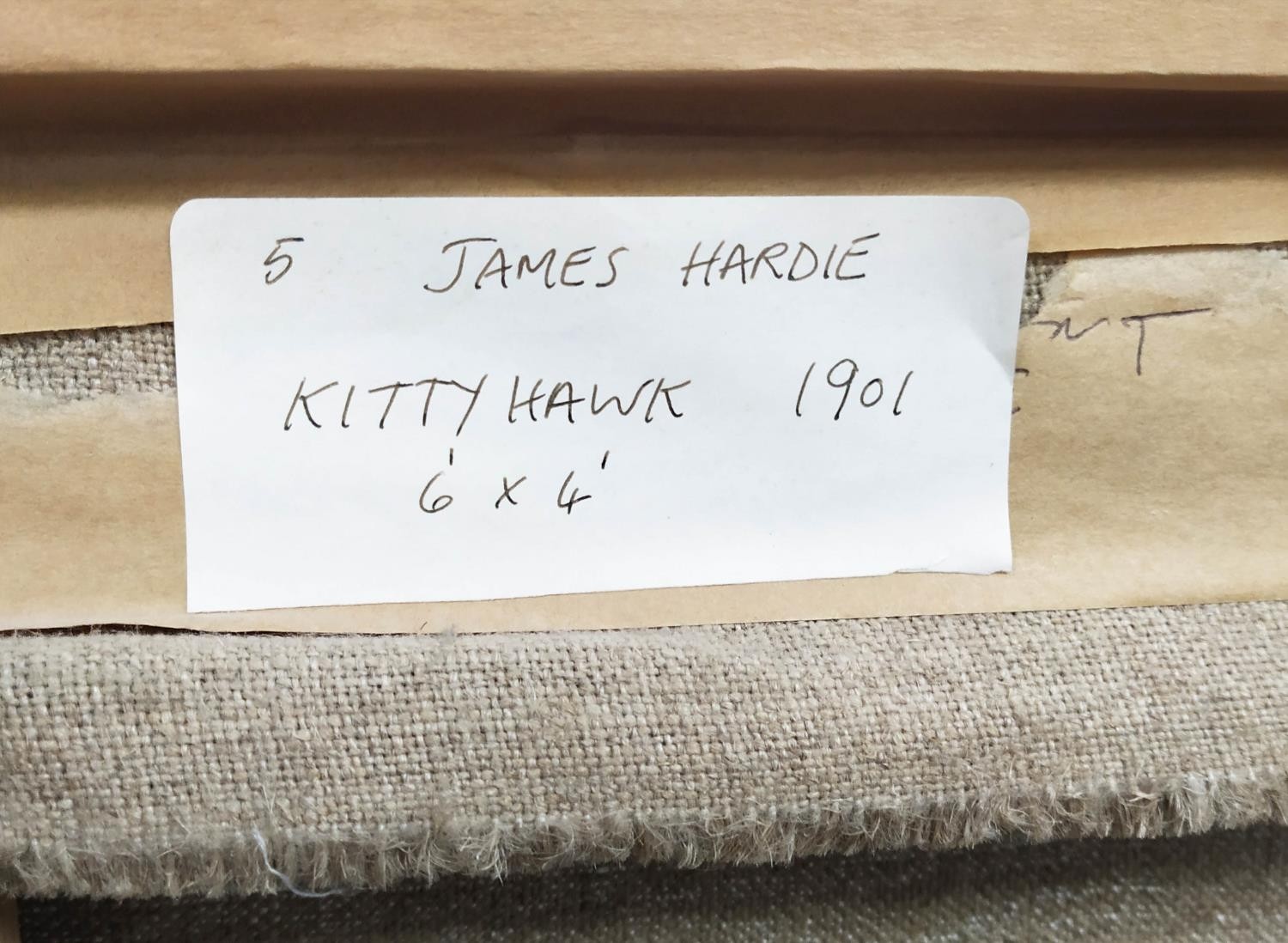 JAMES HARDIE (Scottish, b.1938) 'Kitty Hawk', oil on canvas, signed, 118cm x 179cm, framed. - Image 2 of 2
