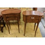 KIDNEY SHAPED BEDSIDE TABLES, 68cm H x 48cm x 28cm, a pair, 20th century Italian walnut and