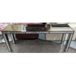 MIRRORED CONSOLE, 46cm D x 180cm W x 75cm.