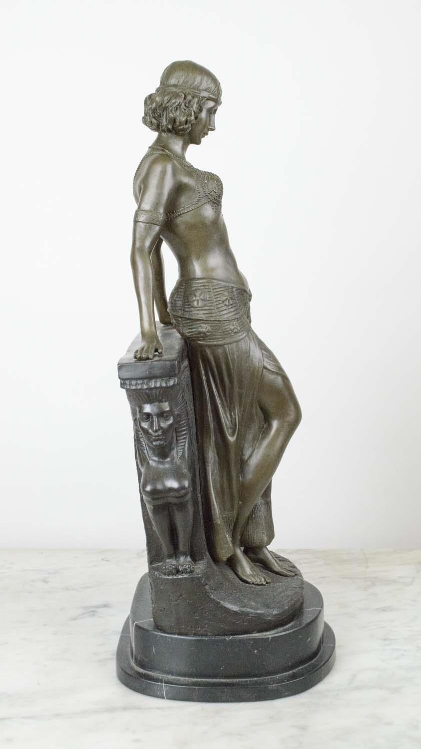 EGYPTIAN DANCER, art deco style, bronze on variegated marble base, 56cm H x 25cm. - Image 3 of 6