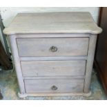 CHEST OF DRAWERS, 68cm x 43cm x 64cm, French Provincial style, grey painted, three drawers.