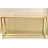 CONSOLE TABLE, 1960s French style, gilt metal, inserted glass mirrored, 79x152x25.