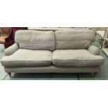 SOFA, 215cm W, Howard style, grey fabric upholstered.