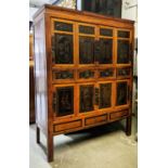 CHINESE MARRIAGE CABINET, lacquered firwood with eight doors and four drawers, 180cm H x 138cm W x