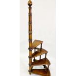 LIBRARY STEPS, Georgian design, a set of four, gilt tooled leather spiral treads, 153cm H x 49cm. (