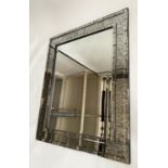 WALL MIRROR, Venetian style antiqued mirror with multiple marginal plates, 103cm x 129cm H.