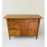 CABINET, 1970s vintage teak with six drawers and two doors, 122cm W x 46cm D x 87cn H.