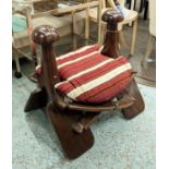 CAMEL SADDLE, contemporary, with kilim seat cushion, 70cm x 70cm x 58cm.