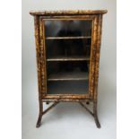 BAMBOO BOOKCASE, Victorian with glazed panelled door, 53cm x 38cm x 94cm H.