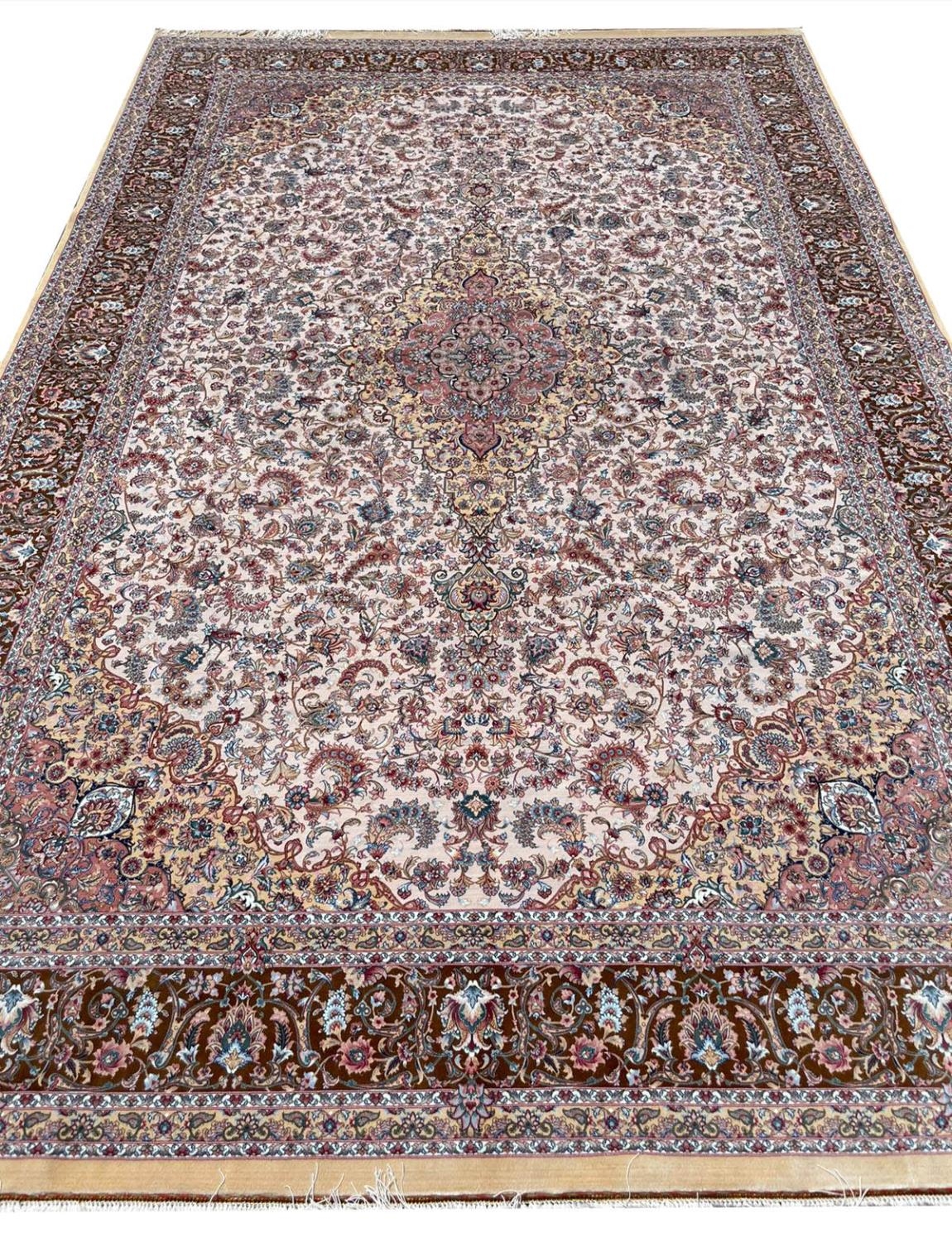 FINE SILK QUM DESIGN CARPET, 300cm x 190cm.