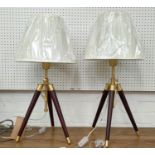 LAUREN RALPH LAUREN TABLE LAMPS, a pair, 71cm H, tripod design, with shades. (2)