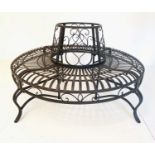 ARCHITECTURAL TREE BENCH, metal, regency style, 78x140x140.