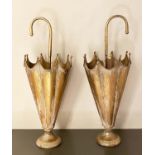 UMBRELLA STANDS, a pair, gilt metal, 75x30. (2)