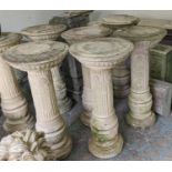 ARCHITECTURAL GARDEN PEDESTAL, a set of four and one other of differing description, 86cm x 42cm