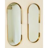 ACCENT WALL MIRRORS, a pair, 110cm x 41cm, 1960's French style, gilt metal frames. (2)