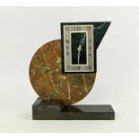 MANTLE CLOCK, MARBLE ART DECO, 1930s, square dial Arabic numbers, 27cm H x 27cm W x 12cm D.