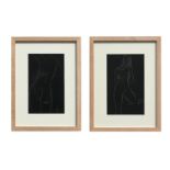 ERIC GILL (British, 1882 ? 1940) 'Nudes', a pair of woodcuts, 22cm x 13cm each, framed. (2)