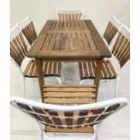 GARDEN SET, teak slatted the rectangular table by Alexander Rose, 110cm x 65cm x 70cm H, the