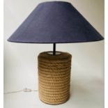 TIMOTHY OULTON COIL TABLE LAMP, 75cm x 80cm, with charcoal 'coolie' shade.