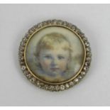 PORTRAIT, an Edwardian 14ct gold mounted portrait, originally made as a mourning pendant, the centre