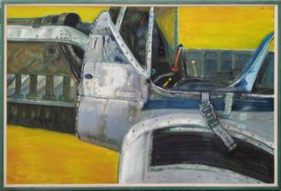 JAMES HARDIE (Scottish, b.1938) 'Kitty Hawk', oil on canvas, signed, 118cm x 179cm, framed.