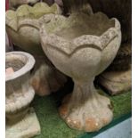 GARDEN URNS, a pair, composite stone, 53cm x 35cm diam, tulip design. (2)