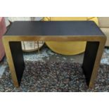 CONSOLE TABLE, contemporary, black frame with gilded frame edges, curved sides, 76cm H x 100cm x