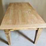HARVEST TABLE, solid bleached oak, planked and cleated with extensions, 300cm extended x 76cm H x