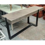 CONSOLE TAB LE, 170cm x 51cm x 77cm, faux concrete top.