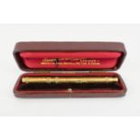 SWAN FOUNTAIN PEN, yellow metal overlaid case, possibly 18ct gold, plannished body, complete with