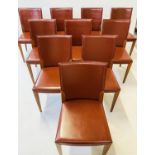 CATTELAN ITALIA DINING CHAIRS, a set of ten, 85cm H, stitched tan leather. (10)