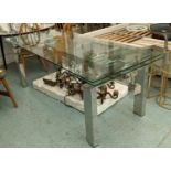 EXTENDABLE DINING TABLE, 90cm x 200cm L, with two end leaves, each 40cm L.