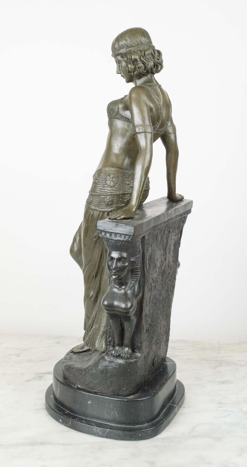 EGYPTIAN DANCER, art deco style, bronze on variegated marble base, 56cm H x 25cm. - Image 5 of 6