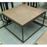 LOW TABLE, 75cm x 75cm x 47cm, metal frame base, stone top.