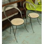 DINING CHAIRS, a set of seven, slender metal frame, alcantara seats, 80cm H. (7)