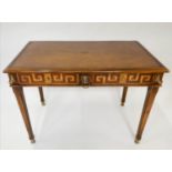 THEODORE ALEXANDER VERSACE CENTRE WRITING TABLE, Regency style with Greek key satinwood inlay,