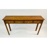 HALL TABLE, 77cm H x 130cm x 30cm, George III design burr walnut and crossbanded with four short