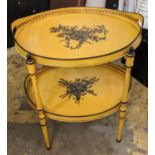 TRAY TABLE, 61cm H x 50cm x 37cm, Italian yellow metal and trophy decorated with two tray tiers on