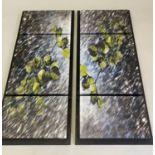 WALL PANELS, a pair, window effect leaf print on canvas, 68cm x 162cm H. (2)