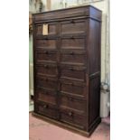 FILING CABINET, 142cm H x 88cm x 38cm, circa 1900, French oak with fourteen drop front doors.