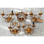 BELLA FIGURA WALL LIGHTS, a matched set of five, 26cm L at largest, gilt metal. (5)