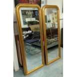 LOUIS PHILIPP STYLE WALL MIRRORS, a pair, gilt frames, 149cm x 56cm.