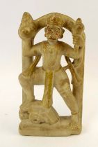 INDIAN CARVING, 19th century hanuman, soapstone, carved in high relief, partial gilding, 28cm H x