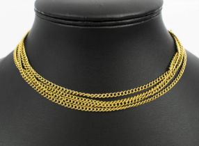 A 15CT GOLD WATCH CHAIN, 146cm long, 33.2 grams; good overall condition.