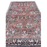 FINE SILK HUNTING DESIGN RUG, 232cm x 147cm.