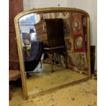 OVERMANTEL MIRROR, 139cm H x 144cm, Victorian giltwood with arched bevelled plate.