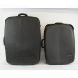 MULBERRY SCOTCHGRAIN TRAVEL CASES, a set of two, one 45cm x 67cm with padlock and tag, the other