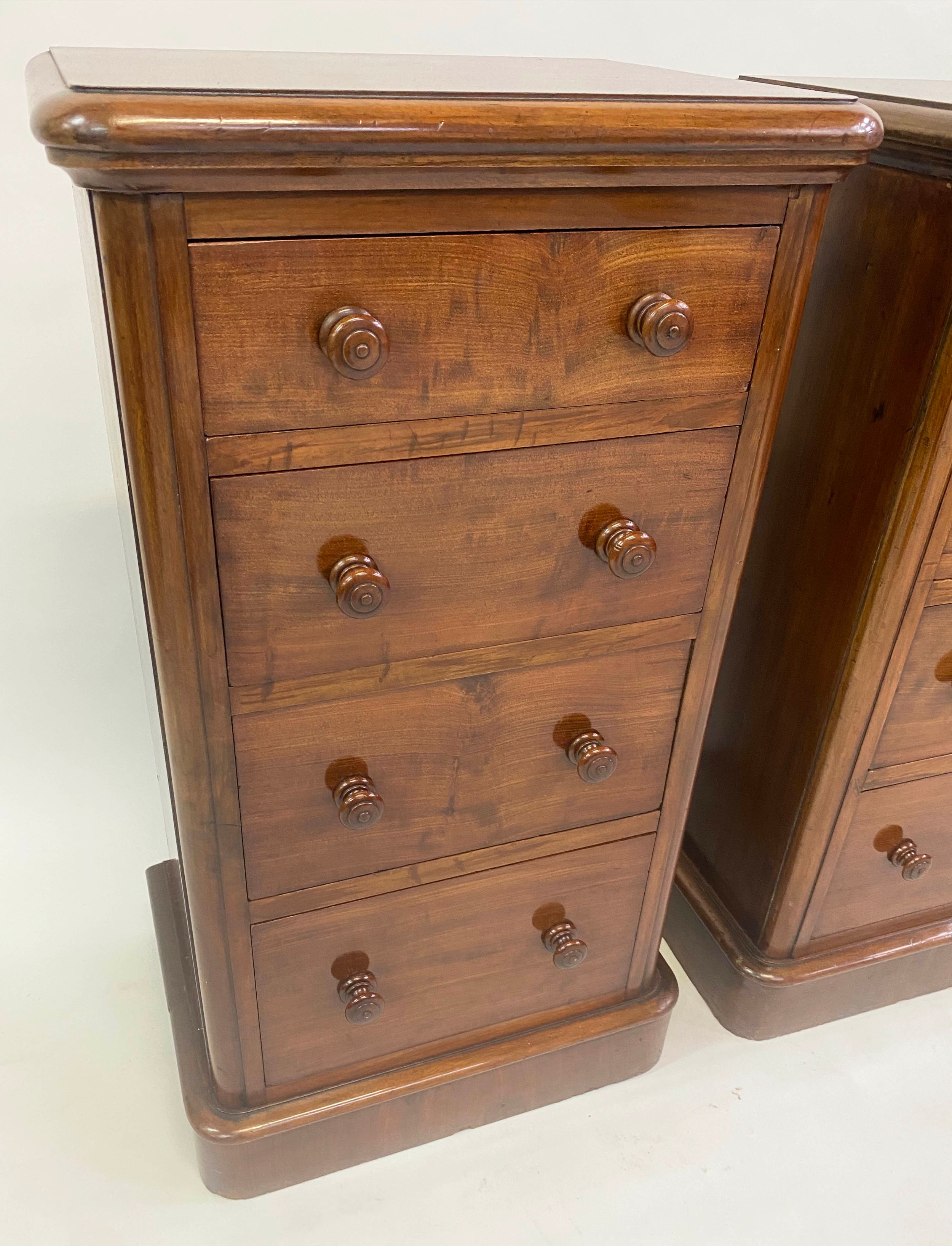 BEDSIDE CHESTS, a pair, Victorian mahogany each adapted with four drawers, 45cm x 34cm x 83cm H. (2) - Image 8 of 9