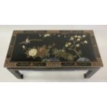 LOW TABLE, rectangular Chinese black lacquer and gilt Chinoiserie decoration, 91cm x 46cm x 40cm H.