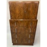 ART DECO CABINET, figured walnut and chrome mounted with two doors and four drawers, 83cm W x 46cm D